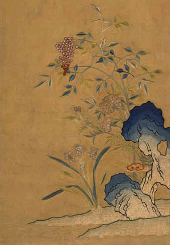 刺繡天竹水仙圖